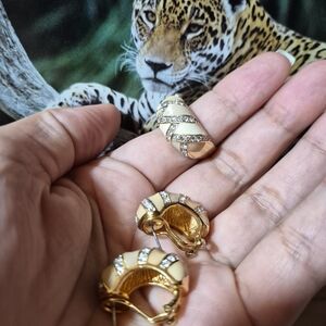 Joan Rivers Gold and Cream Earrings with Sparkling Accents